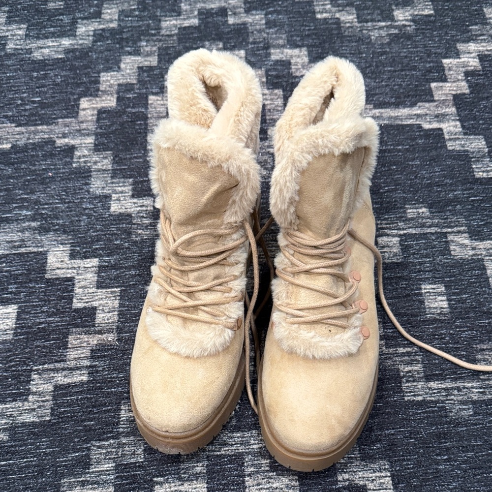 Target Beige Fur-Lined Winter Boots